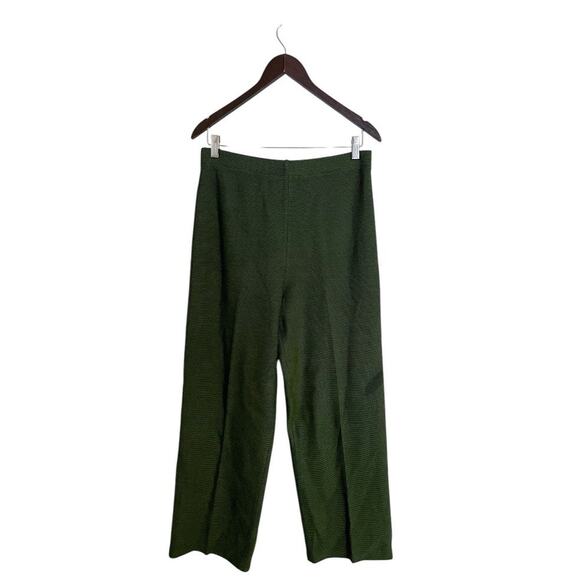 St. John Collection Green Santana Knit Pleated Pull On Straight Leg Pants Size 8 - Picture 2 of 4